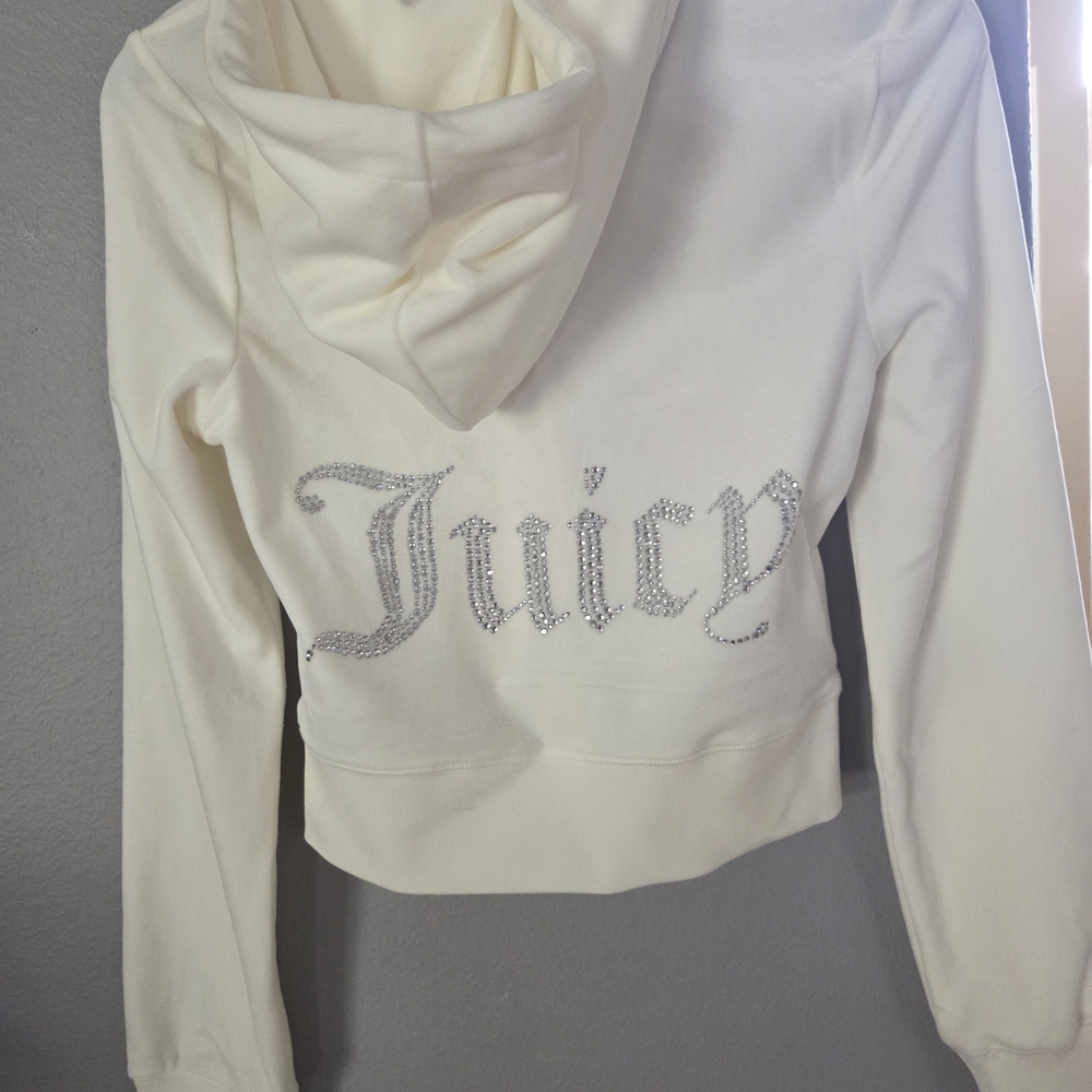 Juicy Couture Ivory Hoodie with Rhinestone Detail